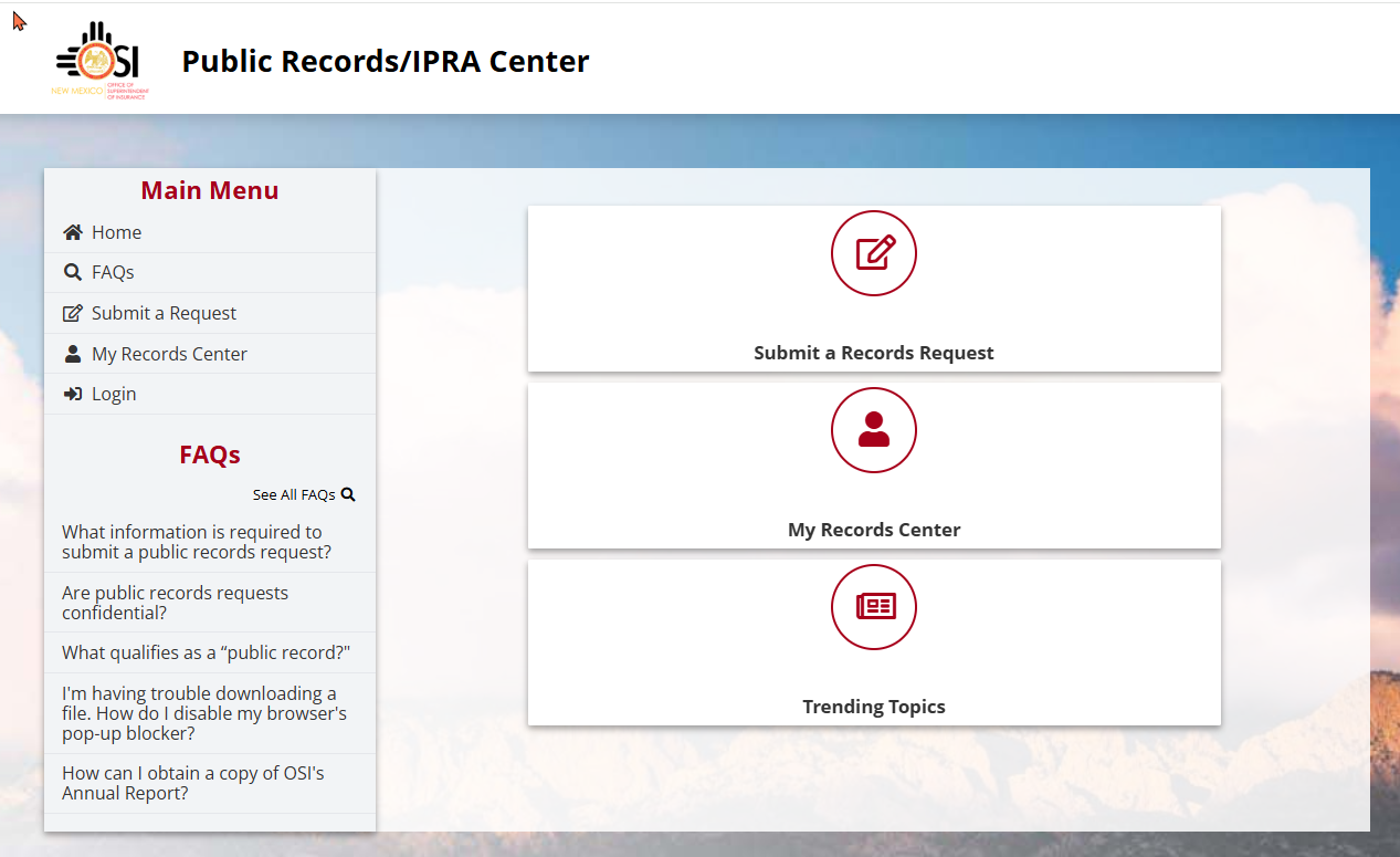 IPRA portal screenshot